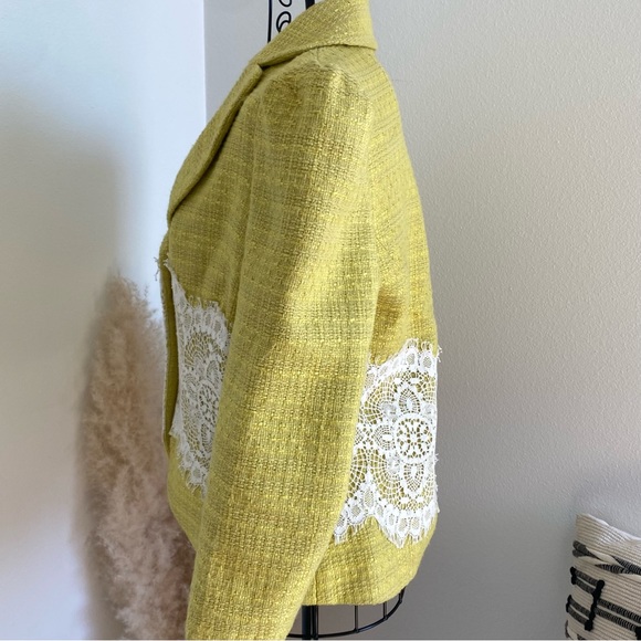 SOLD Robert Rodriguez Cropped Yellow Tweed Blazer Jacket - Picture 4 of 11